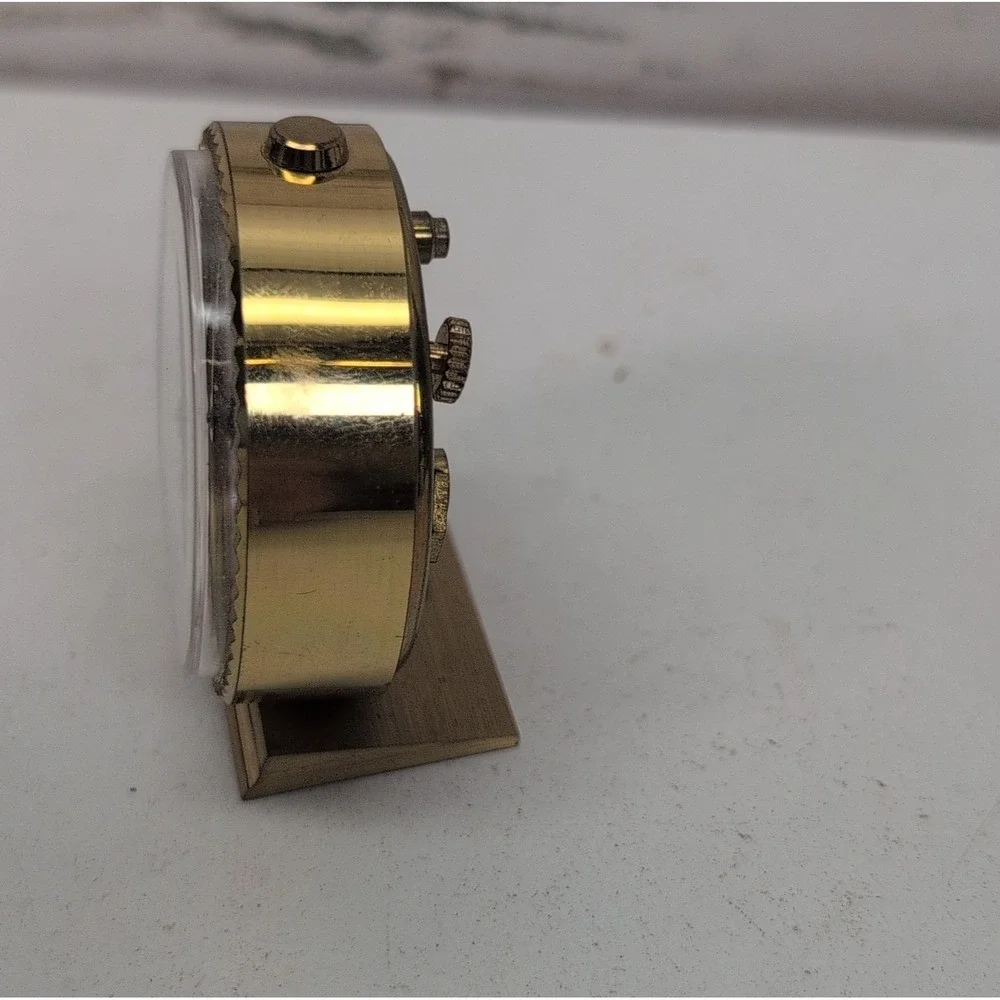 Seth Thomas Wind‎ Up Travel Alarm Clock Folding Case Vintage Gold Tone